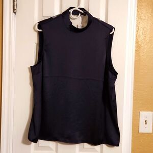 Black sleeveless blouse with V cutout in back by Express